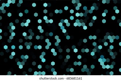 Dark BLUE vector polygonal illustration, which consist of hexagons. Hexagonal pattern for your business design. Geometric background in Origami style with gradient. 