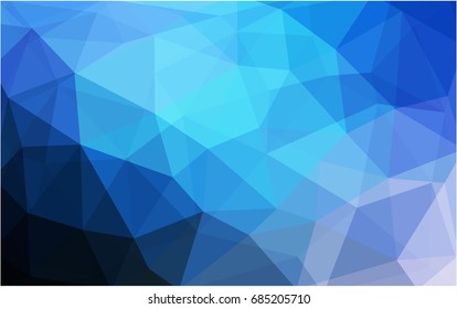 DARK BLUE vector polygonal illustration, which consist of triangles. Triangular pattern for your business design. Geometric background in Origami style with gradient. 