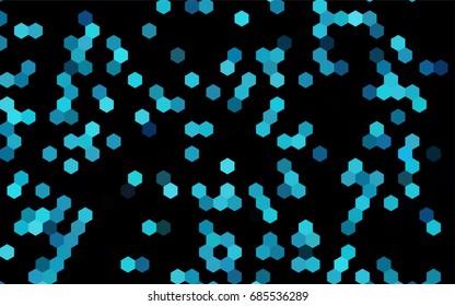Dark BLUE vector polygonal illustration, which consist of hexagons. Hexagonal pattern for your business design. Geometric background in Origami style with gradient. 