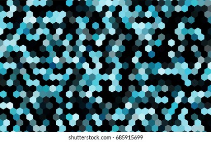 Dark BLUE vector polygonal illustration, which consist of hexagons. Hexagonal pattern for your business design. Geometric background in Origami style with gradient. 