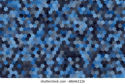 Dark BLUE vector polygonal illustration, which consist of hexagons. Hexagonal pattern for your business design. Geometric background in Origami style with gradient. 