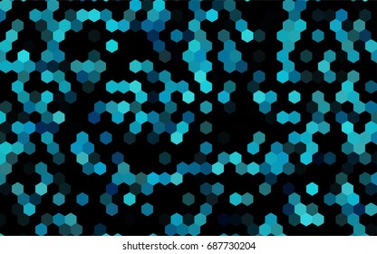 Dark BLUE vector polygonal illustration, which consist of hexagons. Hexagonal design for your business. Creative geometric background in Origami style with gradient