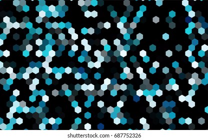 Dark BLUE vector polygonal illustration, which consist of hexagons. Hexagonal pattern for your business design. Geometric background in Origami style with gradient. 