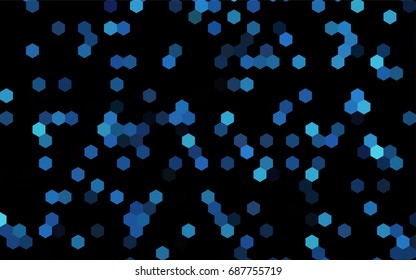 Dark BLUE vector polygonal illustration, which consist of hexagons. Hexagonal design for your business. Creative geometric background in Origami style with gradient