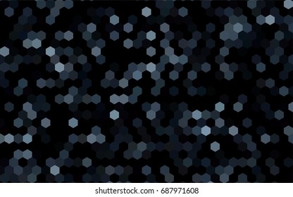 Dark BLUE vector polygonal illustration, which consist of hexagons. Hexagonal pattern for your business design. Geometric background in Origami style with gradient. 