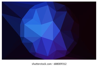 DARK BLUE vector polygonal illustration, which consist of triangles with a gemstone in center. Triangular design of a huge diamond for your business. Creative geometric background of gems.