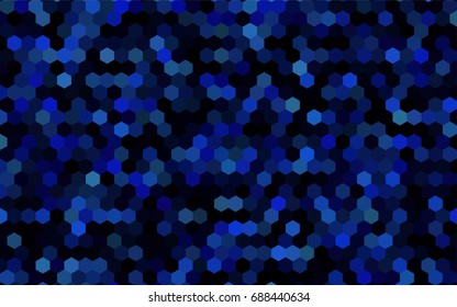 Dark BLUE vector polygonal illustration, which consist of hexagons. Hexagonal design for your business. Creative geometric background in Origami style with gradient