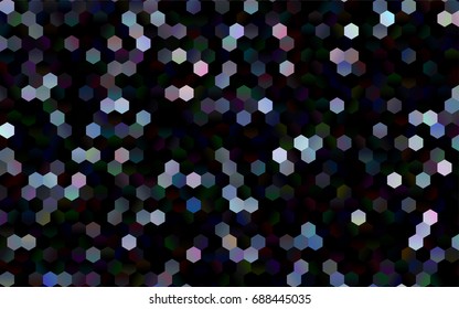 Dark BLUE vector polygonal illustration, which consist of hexagons. Hexagonal design for your business. Creative geometric background in Origami style with gradient