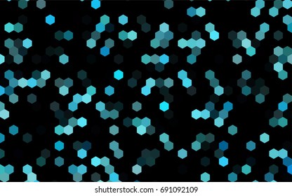 Dark BLUE vector polygonal illustration, which consist of hexagons. Hexagonal pattern for your business design. Geometric background in Origami style with gradient. 