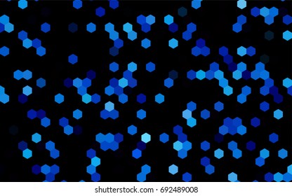 Dark BLUE vector polygonal illustration, which consist of hexagons. Hexagonal pattern for your business design. Geometric background in Origami style with gradient. 