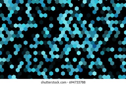 Dark BLUE vector polygonal illustration, which consist of hexagons. Hexagonal pattern for your business design. Geometric background in Origami style with gradient. 