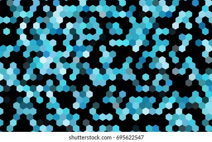 Dark BLUE vector polygonal illustration, which consist of hexagons. Hexagonal pattern for your business design. Geometric background in Origami style with gradient. 