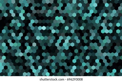 Dark BLUE vector polygonal illustration, which consist of hexagons. Hexagonal pattern for your business design. Geometric background in Origami style with gradient. 