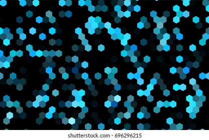 Dark BLUE vector polygonal illustration, which consist of hexagons. Hexagonal pattern for your business design. Geometric background in Origami style with gradient. 