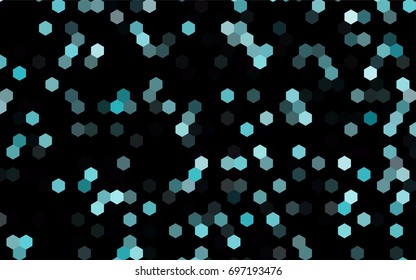Dark BLUE vector polygonal illustration, which consist of hexagons. Hexagonal design for your business. Creative geometric background in Origami style with gradient