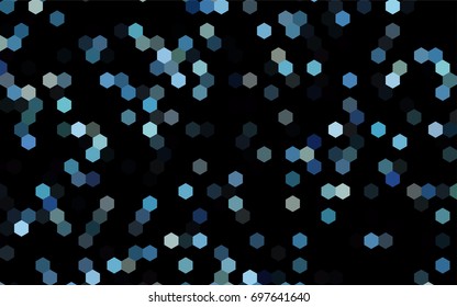 Dark BLUE vector polygonal illustration, which consist of hexagons. Hexagonal pattern for your business design. Geometric background in Origami style with gradient. 