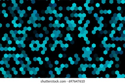 Dark BLUE vector polygonal illustration, which consist of hexagons. Hexagonal design for your business. Creative geometric background in Origami style with gradient