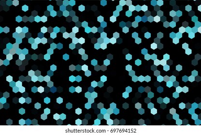 Dark BLUE vector polygonal illustration, which consist of hexagons. Hexagonal pattern for your business design. Geometric background in Origami style with gradient. 