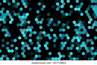 Dark BLUE vector polygonal illustration, which consist of hexagons. Hexagonal design for your business. Creative geometric background in Origami style with gradient