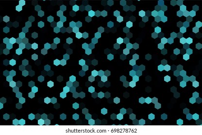 Dark BLUE vector polygonal illustration, which consist of hexagons. Hexagonal design for your business. Creative geometric background in Origami style with gradient