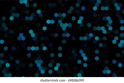 Dark BLUE vector polygonal illustration, which consist of hexagons. Hexagonal design for your business. Creative geometric background in Origami style with gradient