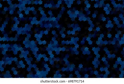 Dark BLUE vector polygonal illustration, which consist of hexagons. Hexagonal design for your business. Creative geometric background in Origami style with gradient