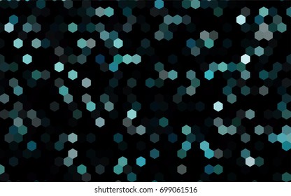 Dark BLUE vector polygonal illustration, which consist of hexagons. Hexagonal design for your business. Creative geometric background in Origami style with gradient
