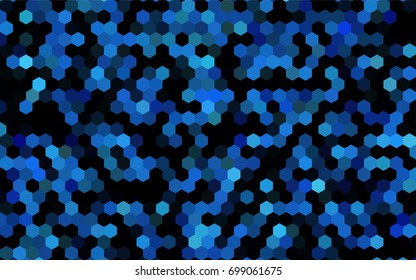 Dark BLUE vector polygonal illustration, which consist of hexagons. Hexagonal pattern for your business design. Geometric background in Origami style with gradient. 