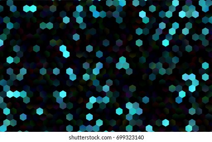 Dark BLUE vector polygonal illustration, which consist of hexagons. Hexagonal design for your business. Creative geometric background in Origami style with gradient