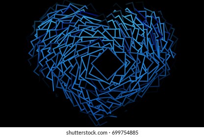 Dark BLUE vector polygonal illustration consisting of rectangles. Rectangular design for your business. Creative geometric background in origami style with gradient.