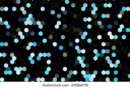 Dark BLUE vector polygonal illustration, which consist of hexagons. Hexagonal design for your business. Creative geometric background in Origami style with gradient