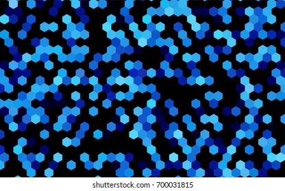 Dark BLUE vector polygonal illustration, which consist of hexagons. Hexagonal pattern for your business design. Geometric background in Origami style with gradient. 