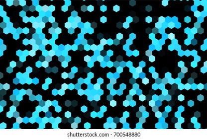 Dark BLUE vector polygonal illustration, which consist of hexagons. Hexagonal design for your business. Creative geometric background in Origami style with gradient