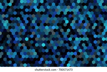 Dark BLUE vector polygonal illustration, which consist of hexagons. Hexagonal pattern for your business design. Geometric background in Origami style with gradient. 
