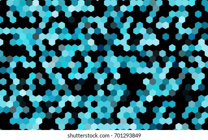 Dark BLUE vector polygonal illustration, which consist of hexagons. Hexagonal pattern for your business design. Geometric background in Origami style with gradient. 