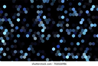 Dark BLUE vector polygonal illustration, which consist of hexagons. Hexagonal pattern for your business design. Geometric background in Origami style with gradient. 