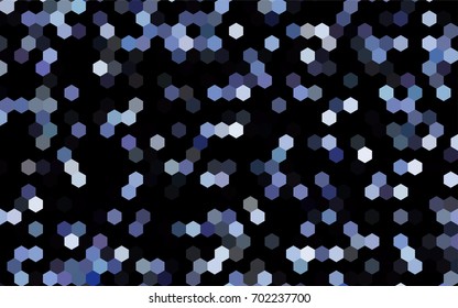 Dark BLUE vector polygonal illustration, which consist of hexagons. Hexagonal pattern for your business design. Geometric background in Origami style with gradient. 