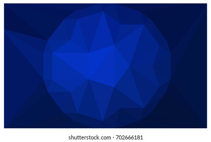 DARK BLUE vector polygonal illustration, which consist of triangles with a gemstone in center. Triangular design of a huge diamond for your business. Creative geometric background of gems.