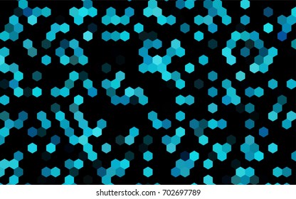 Dark BLUE vector polygonal illustration, which consist of hexagons. Hexagonal pattern for your business design. Geometric background in Origami style with gradient. 
