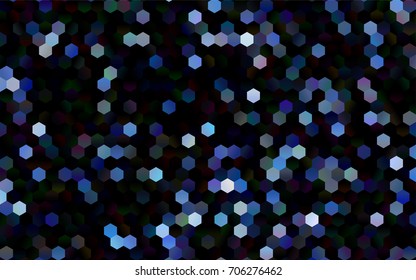 Dark BLUE vector polygonal illustration, which consist of hexagons. Hexagonal pattern for your business design. Geometric background in Origami style with gradient. 