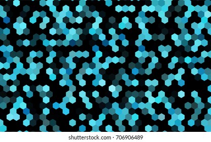 Dark BLUE vector polygonal illustration, which consist of hexagons. Hexagonal design for your business. Creative geometric background in Origami style with gradient