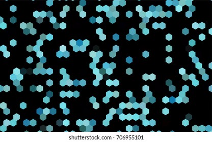 Dark BLUE vector polygonal illustration, which consist of hexagons. Hexagonal pattern for your business design. Geometric background in Origami style with gradient. 