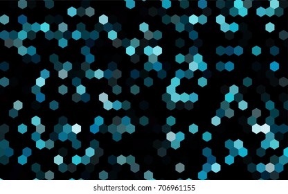 Dark BLUE vector polygonal illustration, which consist of hexagons. Hexagonal pattern for your business design. Geometric background in Origami style with gradient. 