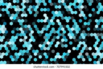 Dark BLUE vector polygonal illustration, which consist of hexagons. Hexagonal design for your business. Creative geometric background in Origami style with gradient