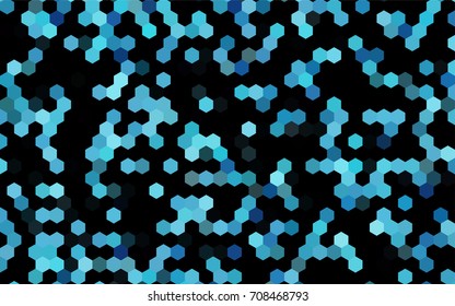 Dark BLUE vector polygonal illustration, which consist of hexagons. Hexagonal design for your business. Creative geometric background in Origami style with gradient