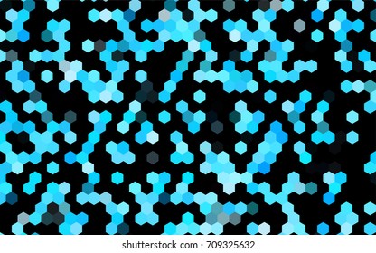 Dark BLUE vector polygonal illustration, which consist of hexagons. Hexagonal pattern for your business design. Geometric background in Origami style with gradient. 