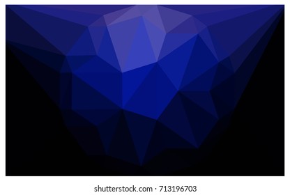 DARK BLUE vector polygonal illustration, which consist of triangles with a gemstone in center. Triangular design of a huge diamond for your business. Creative geometric background of gems.