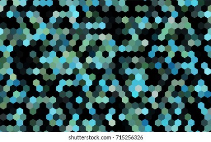 Dark BLUE vector polygonal illustration, which consist of hexagons. Hexagonal pattern for your business design. Geometric background in Origami style with gradient. 