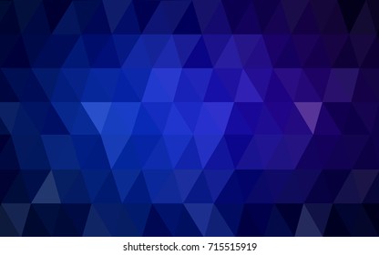 DARK BLUE vector polygonal illustration, which consist of triangles. Triangular pattern for your business design. Geometric background in Origami style with gradient. 