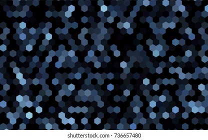 Dark BLUE vector polygonal illustration, which consist of hexagons. Hexagonal design for your business. Creative geometric background in Origami style with gradient